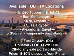 Diesel fuel EN590 10ppm &amp; Jet A1 ( Discount on Price Platts minus -10% )